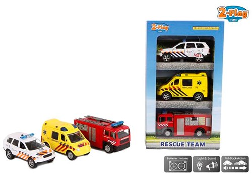 Die-Cast Giftset hulpdienstvoertuigen speelgoedauto's 3 stuks met licht en geluid