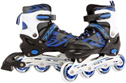 Inline skates verstelbaar blauw zwart aluminium frame maat 35-38 kinderskates