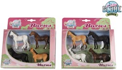Kids Globe paarden speelgoed set 4 stuks schaal 1:32 kunststof
