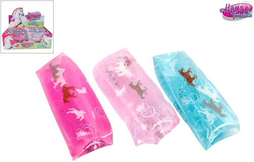 Horse Friends glibber speelgoed roze met glitter en charms 13cm