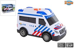Politieauto speelgoed tankauto free wheel licht geluid 14cm wit