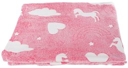 Plaid eenhoorn fleece Glow In The Dark deken 100x150cm roze