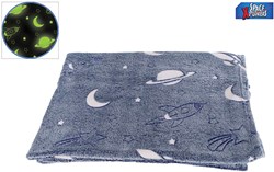 Plaid Glow In The Dark blauw fleece deken ruimte avontuur 100x150cm
