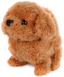 Interactieve loophond pluche bruin 15,5cm speelgoed hondje