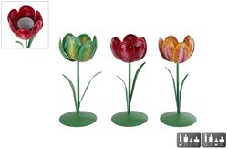 Kandelaar theelichthouder Tulip S metaal multicolor 8x8x20cm decoratie