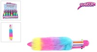 Pluizige multi color balpen kleurrijk schrijfplezier voor kinderen