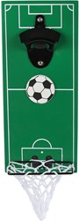 Bieropener Football groen hout/metaal 12x28x7cm voetbal opener cadeau