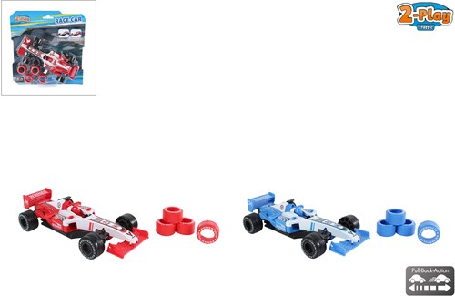 2-Play voiture de course jouet Formule avec pneus supplémentaires pull back