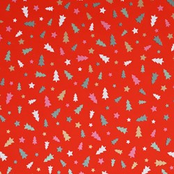 Cilgro cadeaupapier kerst bomen rood 150m - kerstversiering cadeau