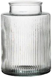Vase verre décoration transparent avec motif Ø13xH18cm fleurs