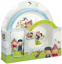 Twisk kinderservies Fien en Teun eetset plastic blauw 3-delig