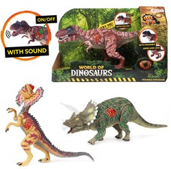 Dino jouet articulé avec son - figurine dinosaure marron - World of Dinosaurs
