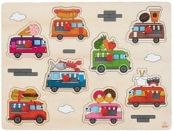 Houten Knopjes Puzzel Foodtruck 30x22,5cm