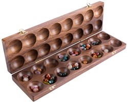 Engelhart Games Mancala spel walnoot met 75 edelstenen luxe uitvoering
