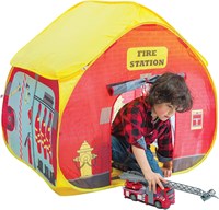 Pop-it-Up Caserne de Pompiers Tente de Jeu - Tente Enfant Pop-up avec Sol Imprimé-2