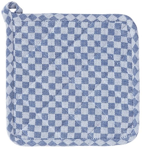 Linen and More manique bleue coton 20x20cm à carreaux lot de 2