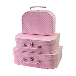 Simply 3 koffers Polkadot roze 36966