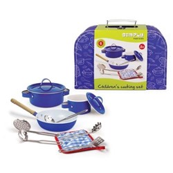 Simply Kookset blauw metaal 8 dlg. in koffer