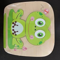 Simply houten puzzel kikker 6 stukken voor kinderen vanaf 1 jaar