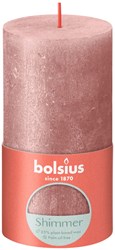 Bolsius bougie pilier shimmer rose - bougie rustique 13 cm vegan