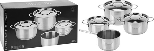 Excellent Houseware batterie de cuisine inox 7 pièces argent - casseroles