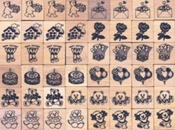 Harlekijn stempel speelgoed klein vierkant 48 stuks assorti