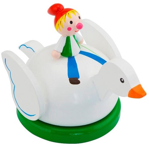 Harlekijn Muziekdoos kind op gans. 3+