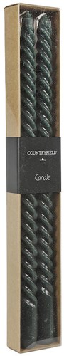 Countryfield bougie de table torsadée 2 pièces vert foncé 30 cm bougie déco