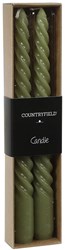 Countryfield dinerkaars spiraal 20cm set van 2 licht groen kaarsen