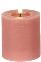 Countryfield bougie LED rustique rose 7,5x7,5x8cm décoration