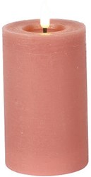 Countryfield bougie LED pilier rustique rose 7,5x7,5x12,5cm décoration