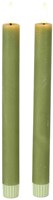Countryfield bougies LED de table rustiques vertes 24cm lot de 2 - bougies d'ambiance