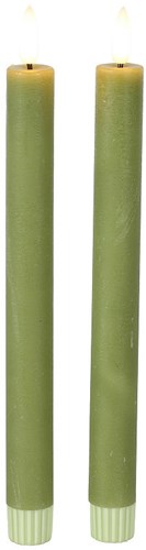 Countryfield bougies LED de table rustiques vertes 24cm lot de 2 - bougies d'ambiance