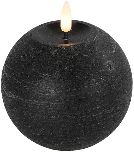 Countryfield bougie boule LED noire M 10x10x11cm - éclairage d'ambiance