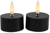 Countryfield bougie chauffe-plat LED rustique noir 4cm 2 pièces - lumière blanc chaud