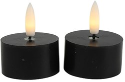 Countryfield bougie chauffe-plat LED rustique noir 4cm 2 pièces - lumière blanc chaud