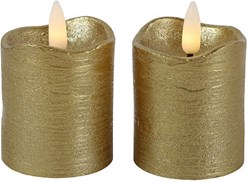 Countryfield bougie LED pilier or 2 pièces - éclairage d'ambiance minuterie