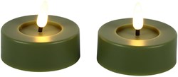 Countryfield bougie chauffe-plat LED rustique maxi vert 2 pièces avec télécommande