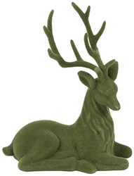 Countryfield hert speelgoed gevlokt groen decoratief 20x10x24cm