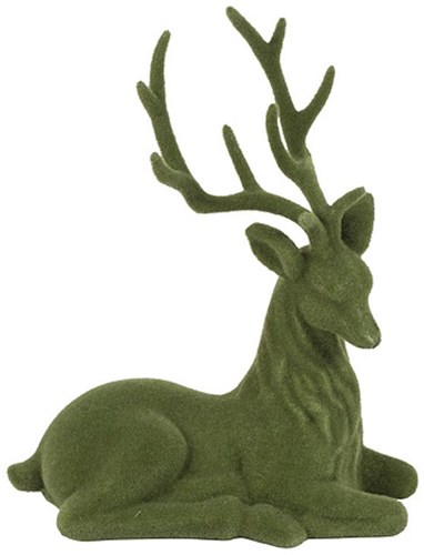 Countryfield hert speelgoed gevlokt groen decoratief 20x10x24cm