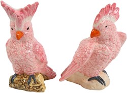 Countryfield decoratie vogel papegaai roze keramiek 18x16x24cm