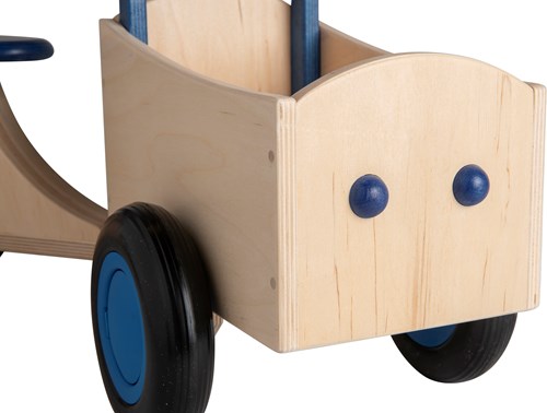 Van Dijk Toys houten kinder loop bakfiets vanaf 1 jaar - Blauw (Kinderopvang kwaliteit)-3