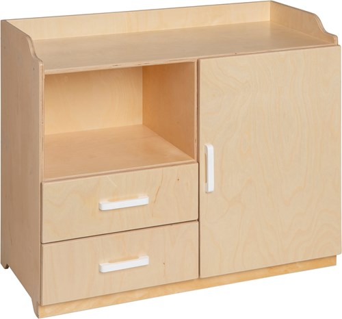 Van Dijk Toys houten poppencommode / poppen commode - Naturel met wit (Kinderopvang kwaliteit)-2