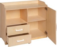 Van Dijk Toys houten poppencommode / poppen commode - Naturel met wit (Kinderopvang kwaliteit)-3