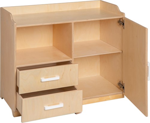 Van Dijk Toys houten poppencommode / poppen commode - Naturel met wit (Kinderopvang kwaliteit)-3