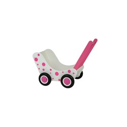 Van Dijk Toys landau en bois blanc et pois roses