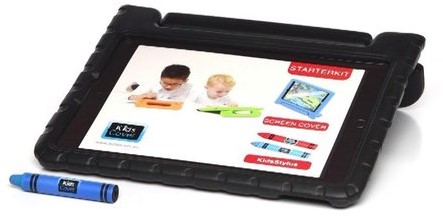 KidsCover iPad 10.2 kids sleeve black set - INCLUANT stylet et protecteur  d'écran en verre - housse