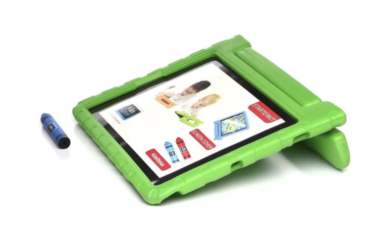 KidsCover iPad 10.2 kids sleeve green set - INCLUANT stylet et protection d' écran en verre - housse