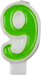 Nummerkaars verjaardag taart 7cm assorti cijfer 9 kleurrijk