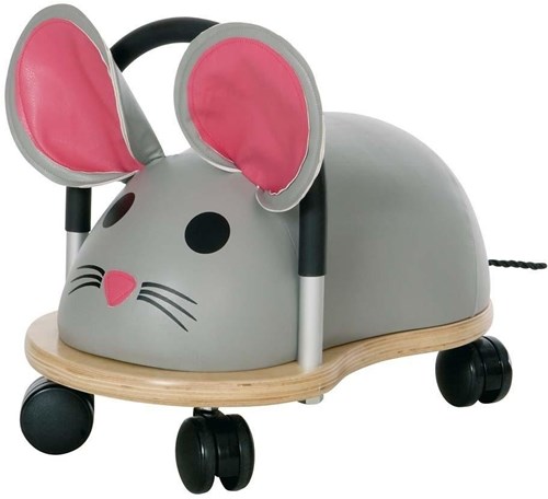 Wheelybug loopauto muis klein - loopwagen voor peuters - grijs